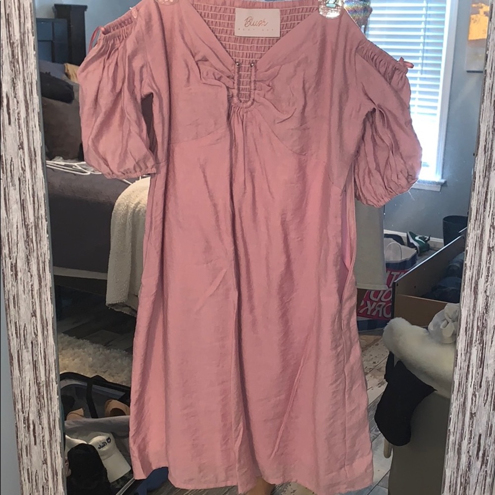 Off shoulder blush dress
